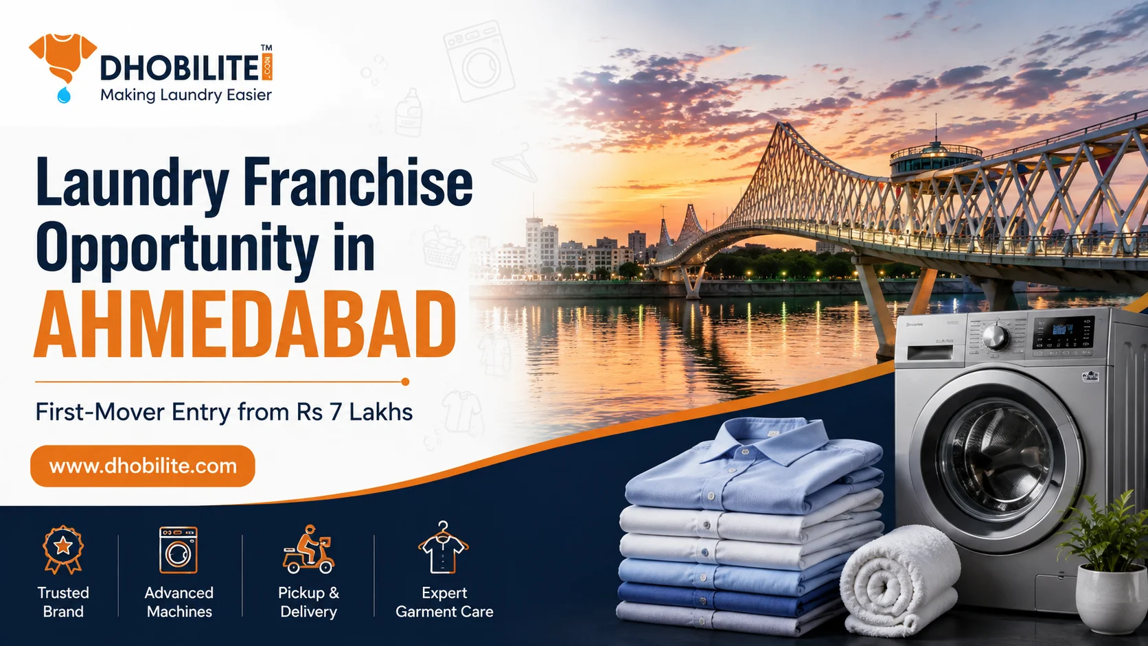 Laundry Franchise Opportunity in Ahmedabad - First-Mover Entry from Rs 7 Lakhs