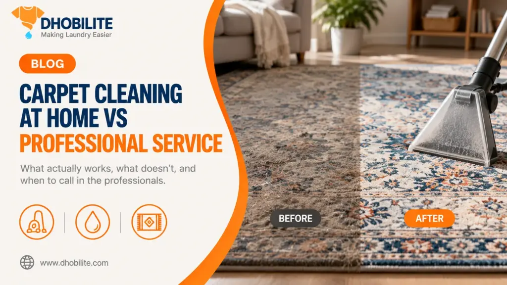 Carpet cleaning at home versus professional service - before and after deep clean comparison by DhobiLite