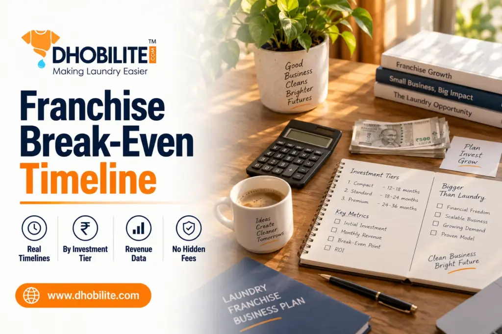 DhobiLite franchise break-even timeline by investment tier