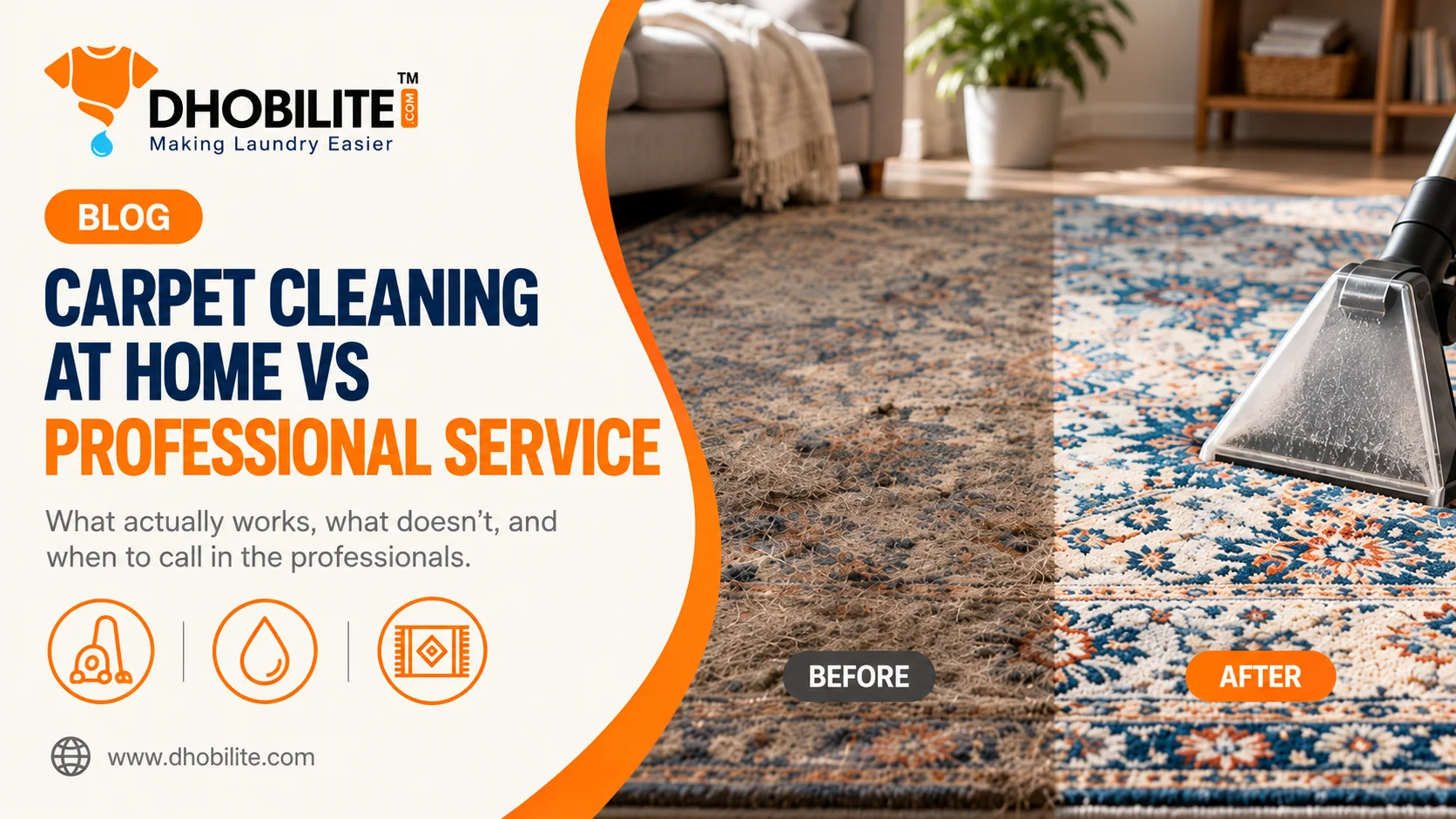 Carpet cleaning at home vs professional service - before and after comparison