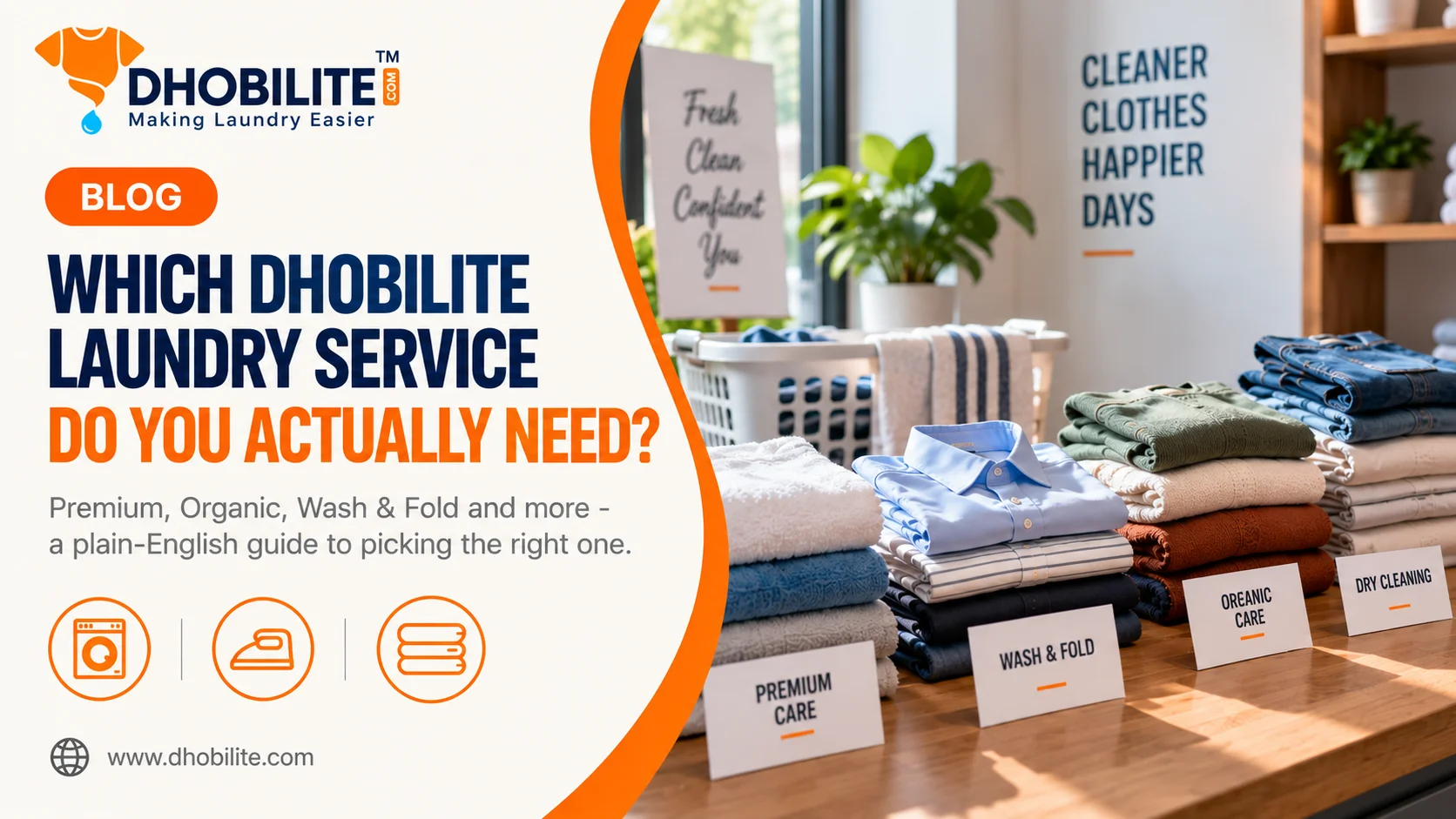 Which DhobiLite laundry service do you need - Premium, Organic, Wash and Fold comparison
