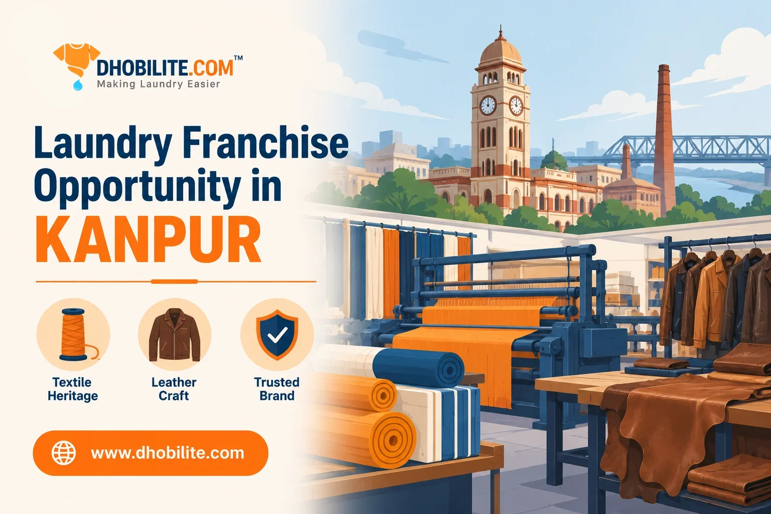 DhobiLite laundry franchise opportunity in Kanpur - textile heritage, leather craft, trusted brand