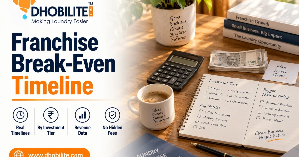 DhobiLite franchise break-even timeline by investment tier