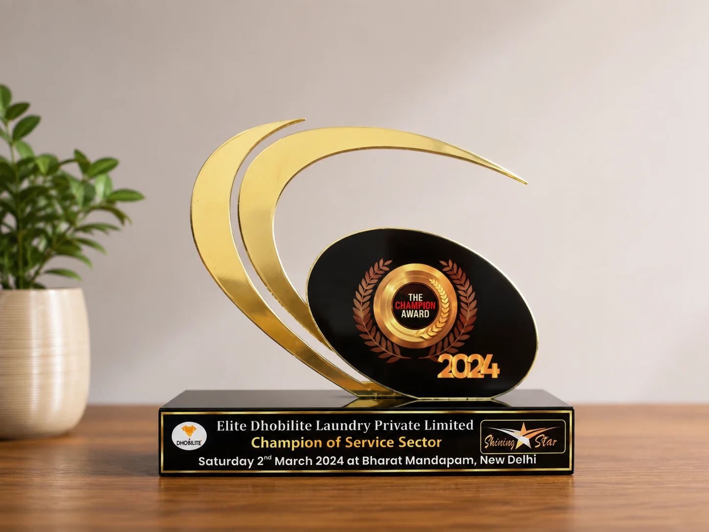 DhobiLite Shining Star Champion Award 2024 trophy