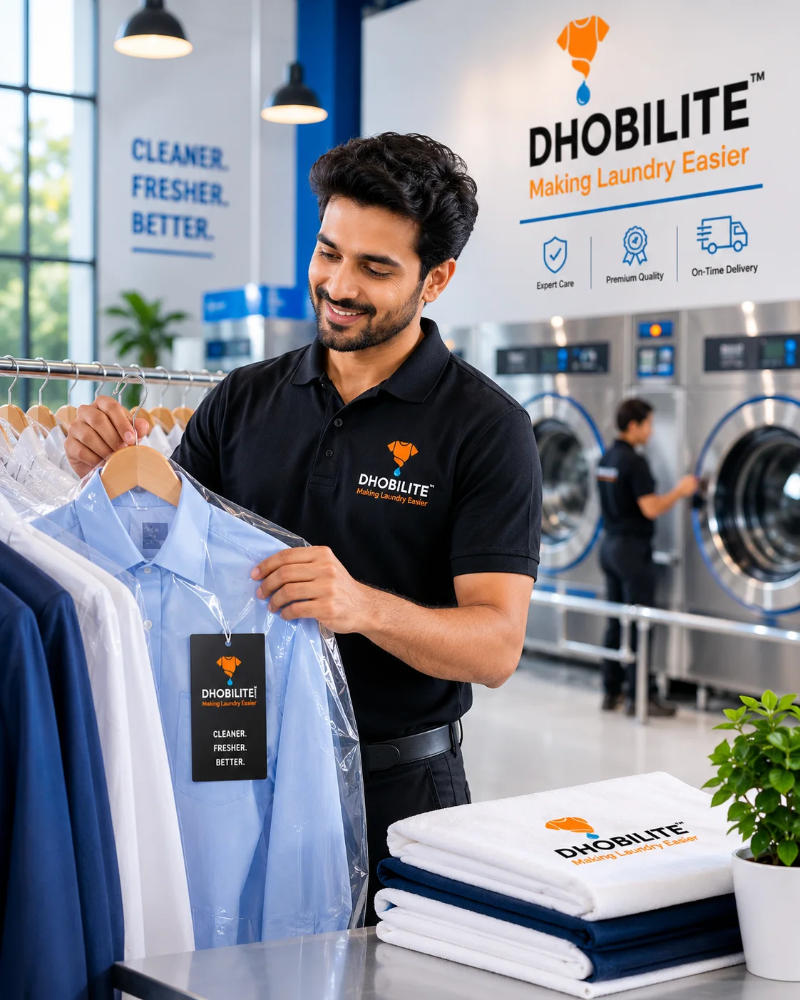 Modern in-house laundry processing facility at DhobiLite