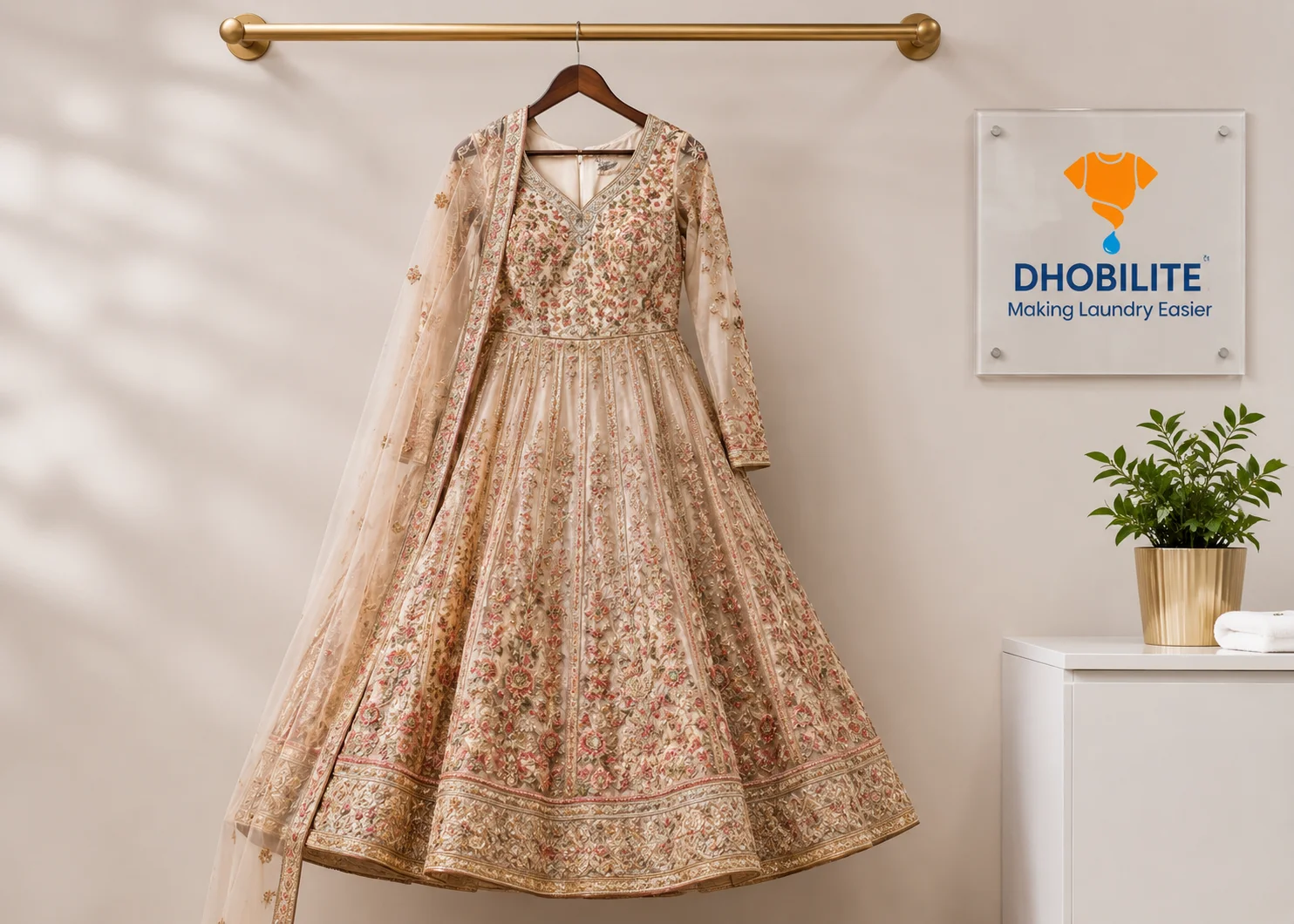 Ornamental dress dry cleaning service by DhobiLite