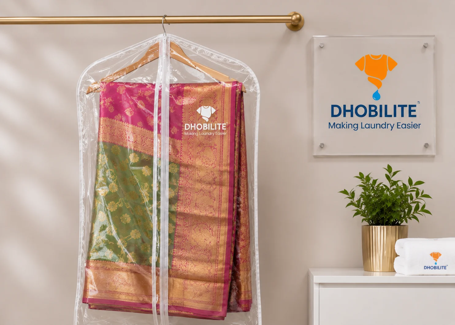 Saree dry cleaning service near me by DhobiLite