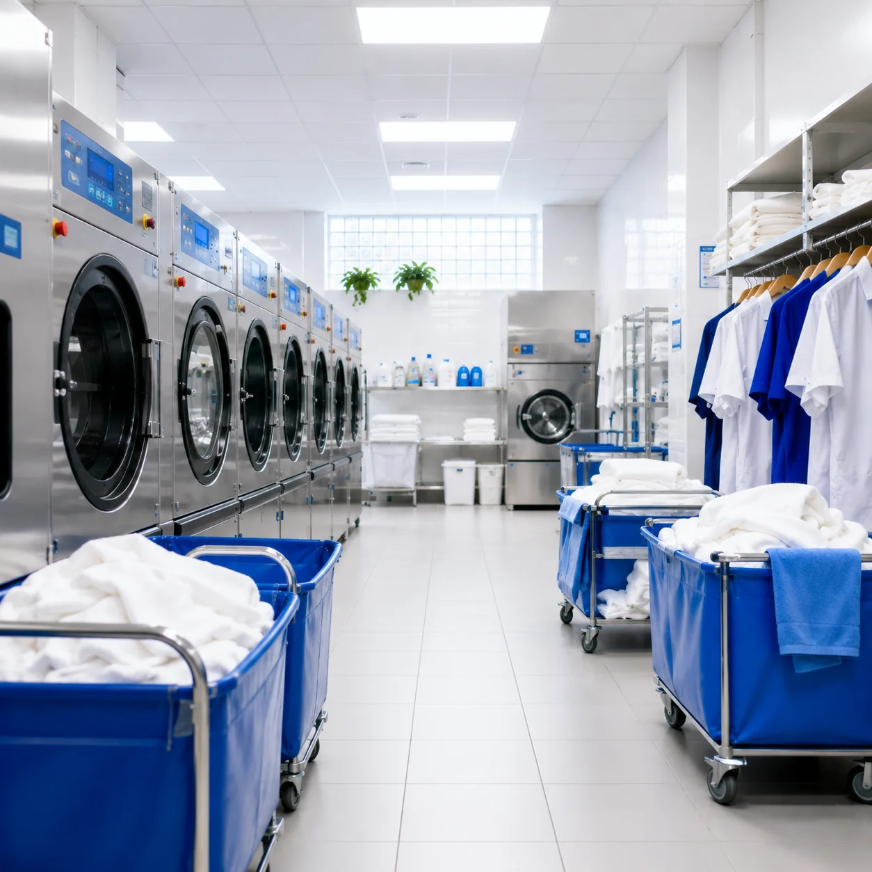 DhobiLite commercial laundry facility with professional washing machines