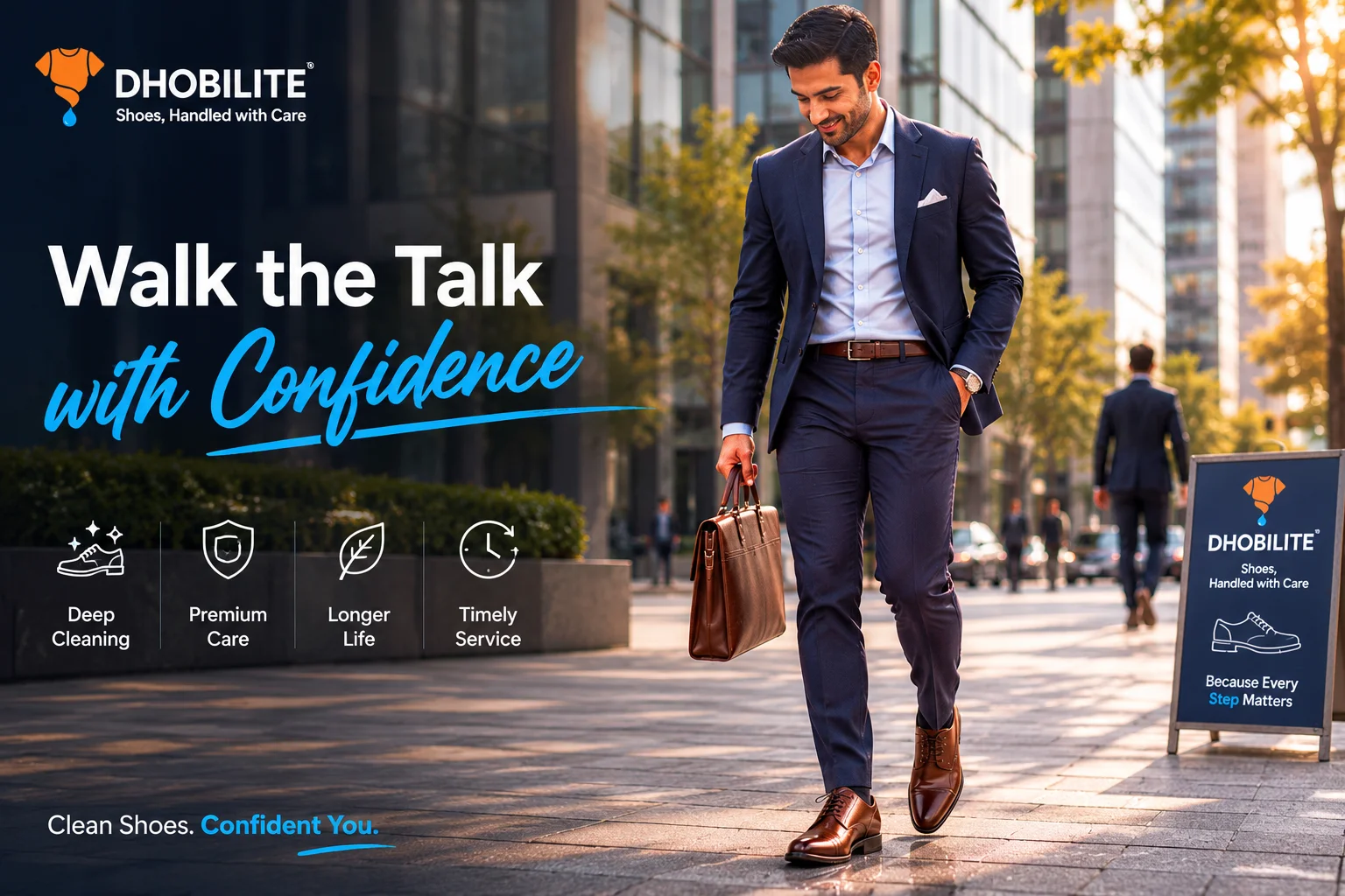 Walk with confidence with DhobiLite shoe cleaning service
