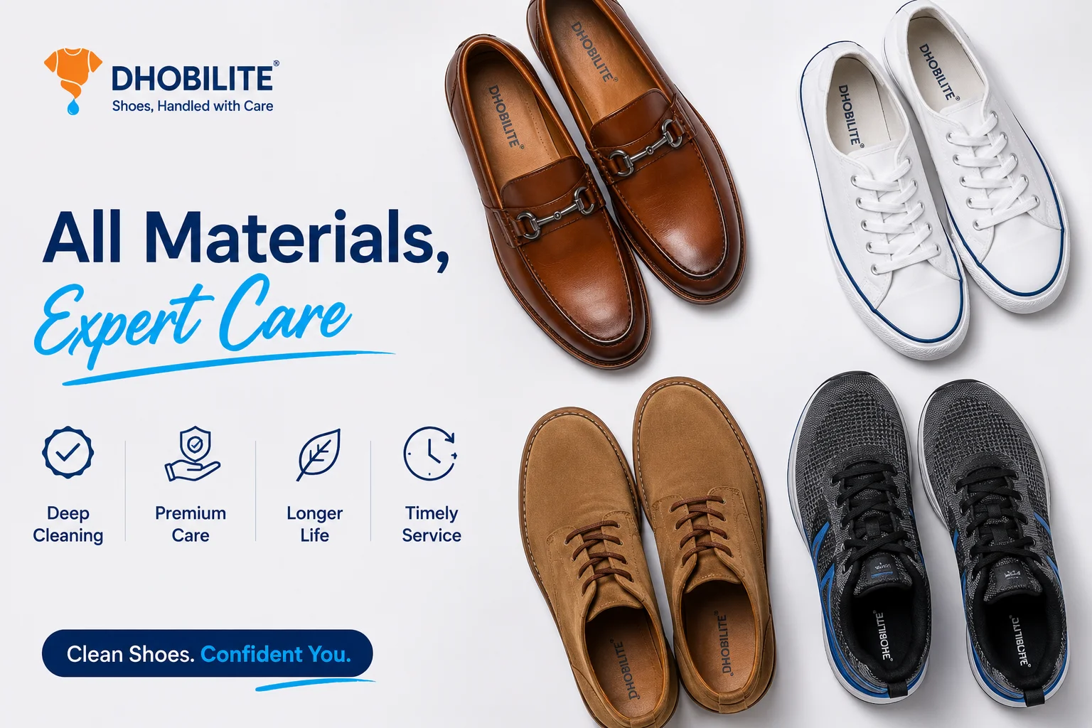 Expert shoe cleaning and repairing service by DhobiLite